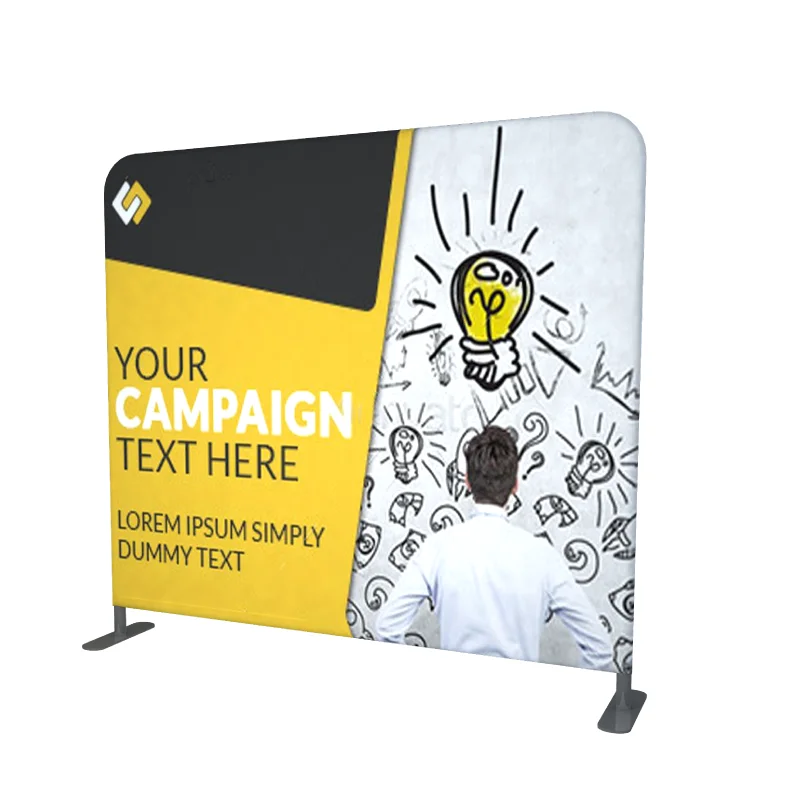 Portable Trade Show Event Backdrop Tension Fabric Display Stand Pop Up Backdrop For Advertising