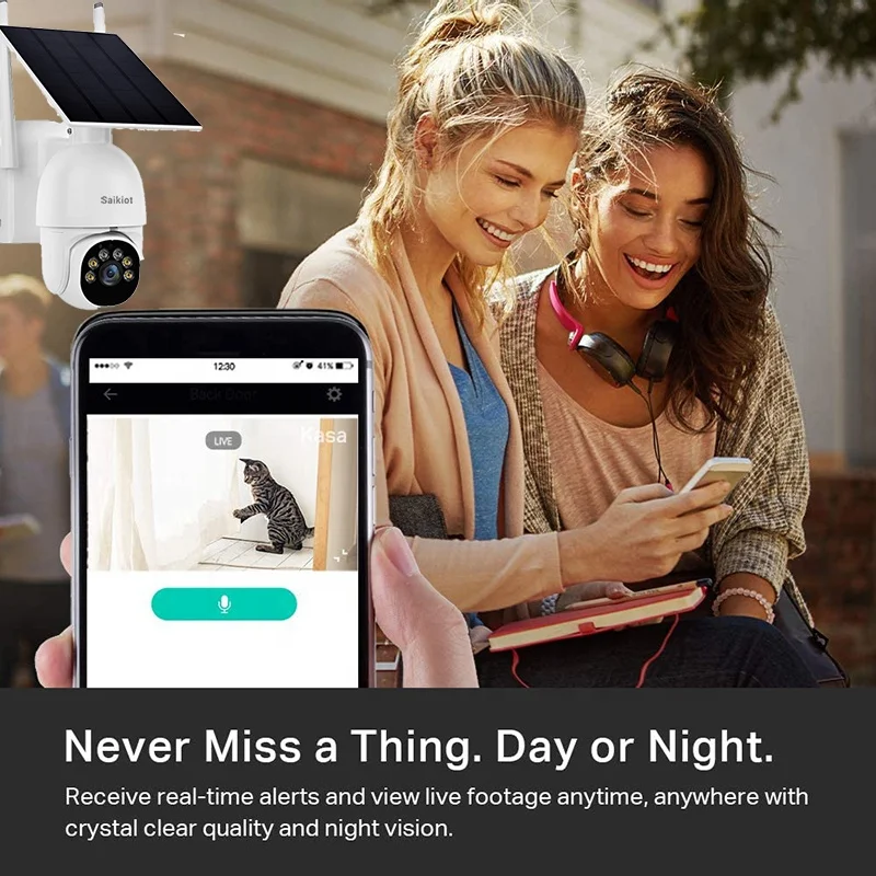 Saikiot Factory New Solar Camera 3MP with Motion Detection and Two Way Audio Support 2.4G WIFI Waterproof