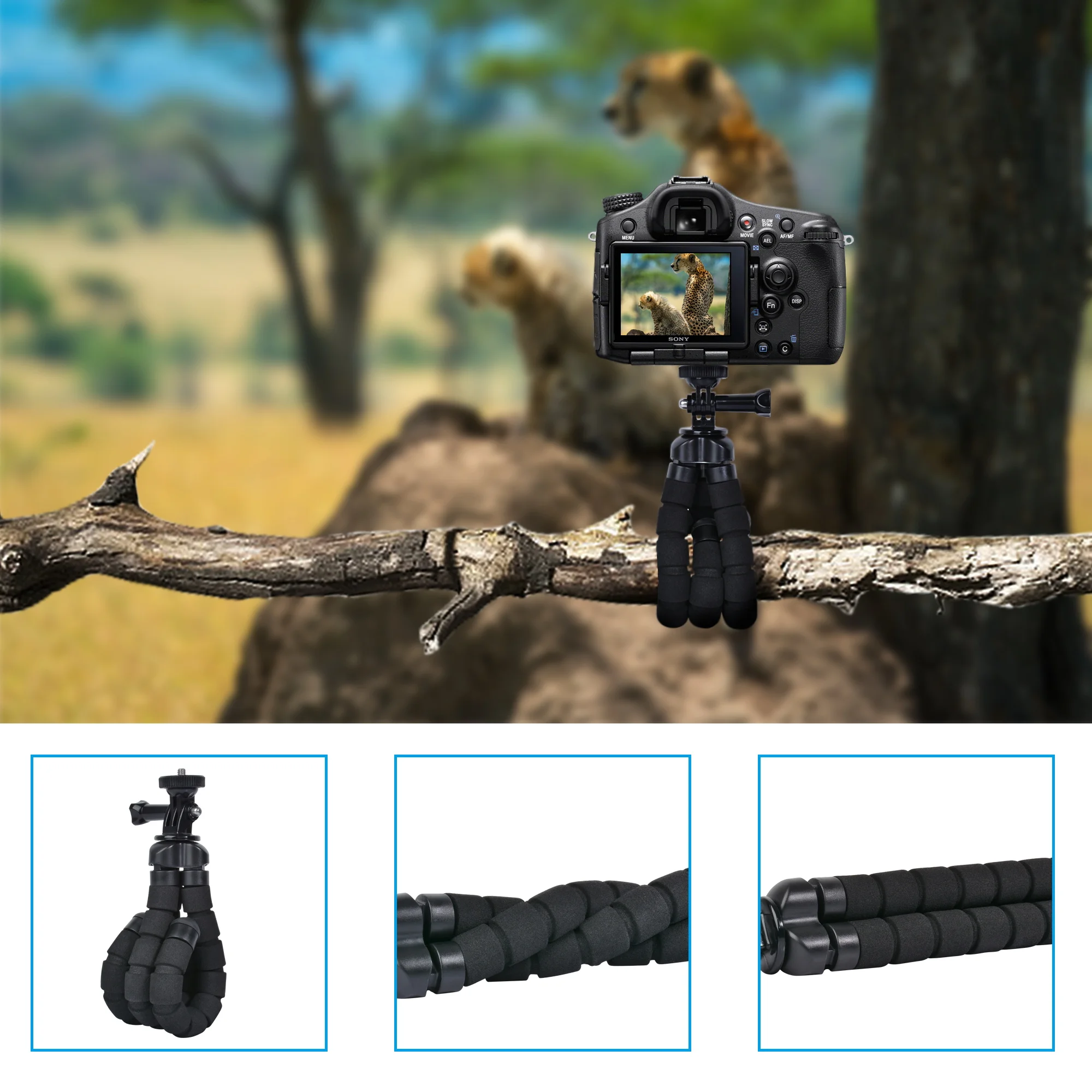 
Phone Camera Mini Tripod Octopus Leg Flexible Tabletop Small Tripod for Smartphone Mobile Webcam Meeting Sports Camera 
