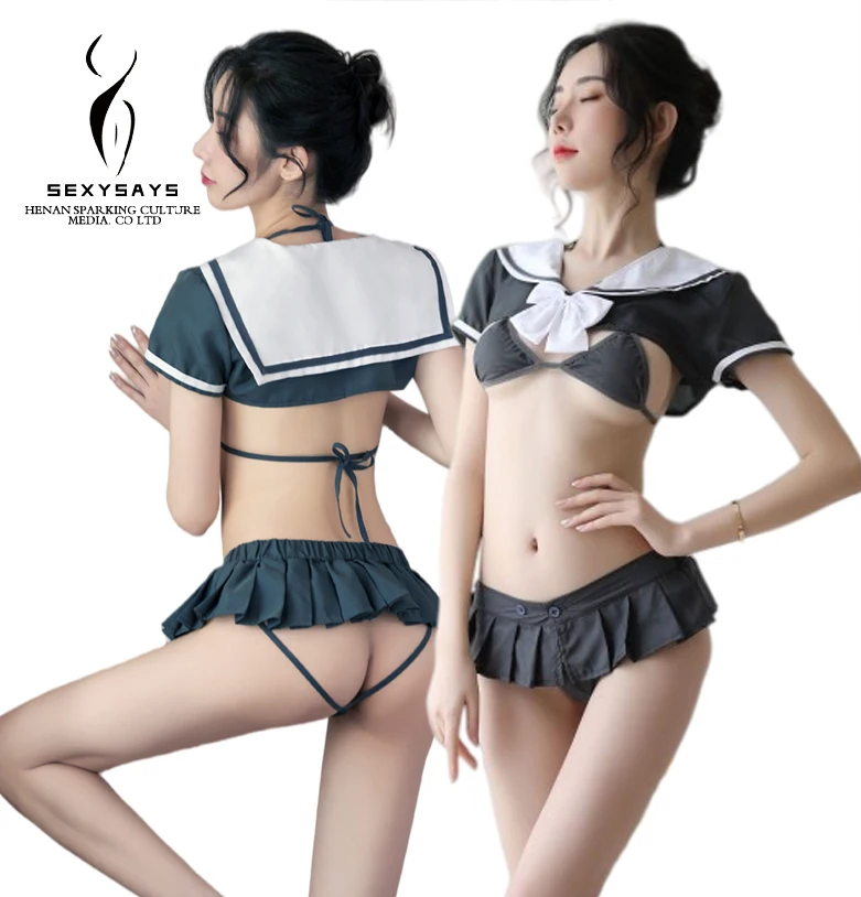Lovely teen girl Wholesale Sexy Lingerie erotic student uniform womens sexy underwear Open chest shapewear cosplay uniform