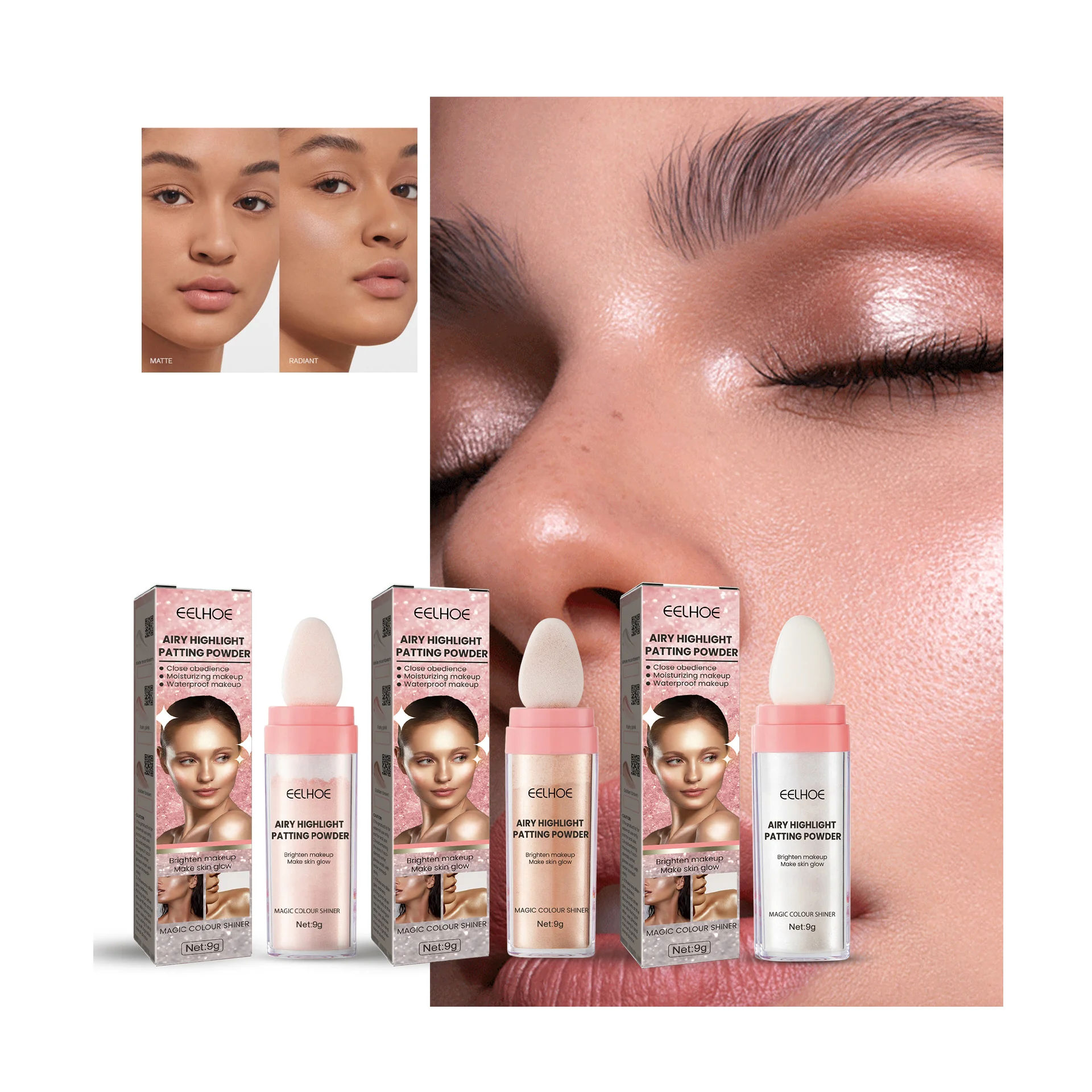 Body Brightens the Natural Three-Dimensional Face Blusher Fairy Highlight Patting Powder