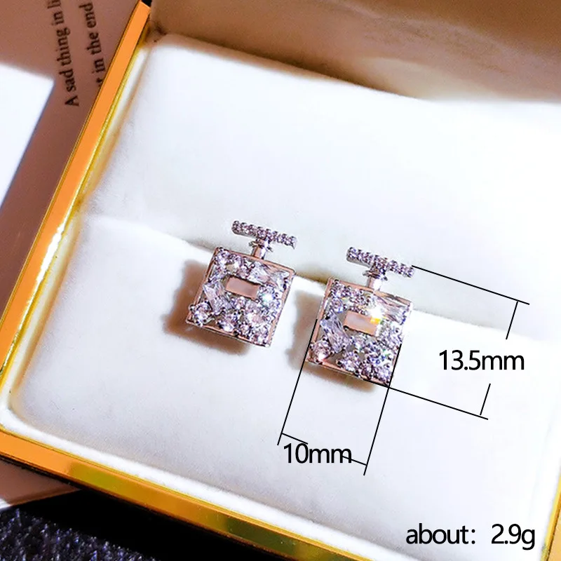 South Korea simple and small earrings trendy net red ins perfume box earrings fashion design earrings