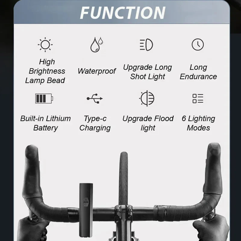 OEM/ODM Aluminum Alloy Bike Front Light Type-C Rechargeable Bicycle Lamp Waterproof MTB Flashlight Headlight Cycling Accessories