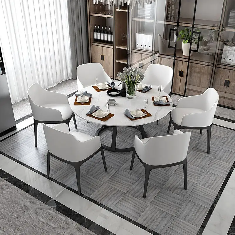 Euro Modern Luxury Easy Clean Kitchen Home Living Dining Room Hotel Restaurant Furniture White Small Round Marble Dining Table