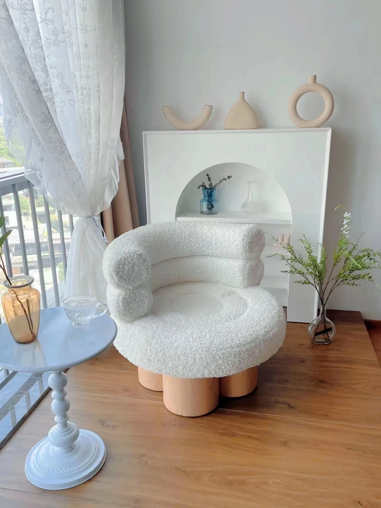 Factory Sales Home Furniture Nordic Sofa Chair Living Room Sofa Chair Leisure Teddy Fabric Couch Chairs