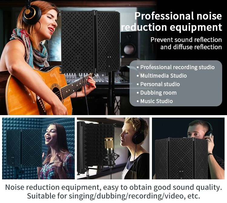 Foldable Microphone Isolation Shield Soundproof Microphone Filter For Studio