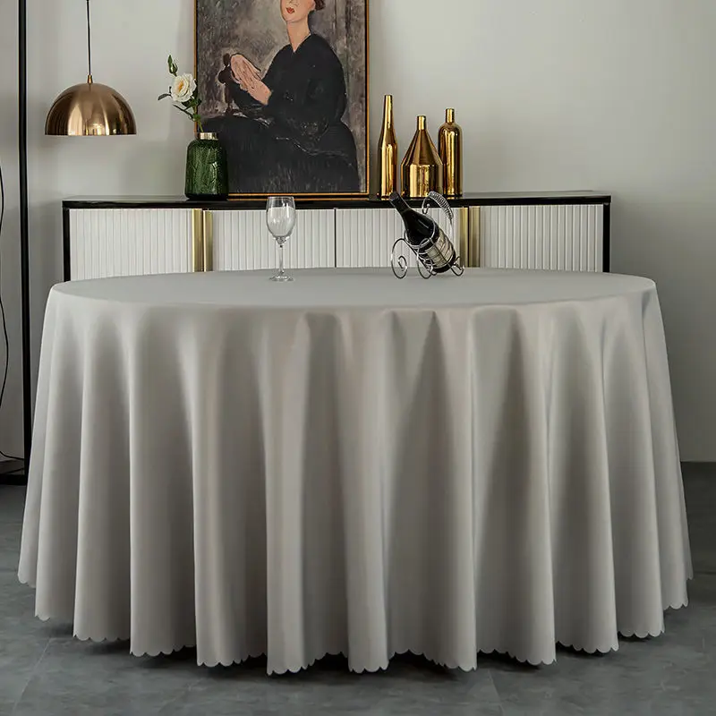 Wholesale White 120-Inch Round Polyester Tablecloth Party Banquet Wedding Tablecover Waterproof Table Cloth