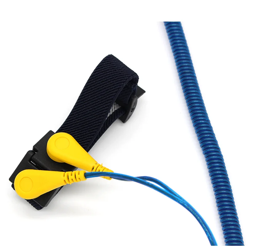 Free Shipping SS02 Dark Blue Dual Cord ESD Wrist Strap with DC Plug and 3 meter