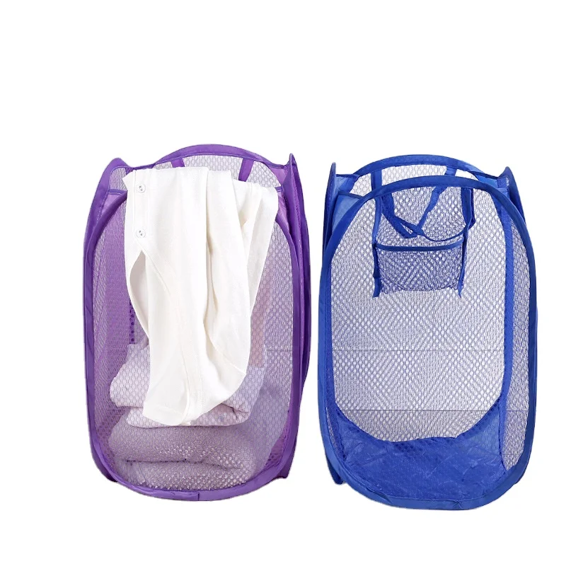 Wholesale Reusable Hamper Mesh Collapsible Pop Up Basket Portable Washing Laundry Basket