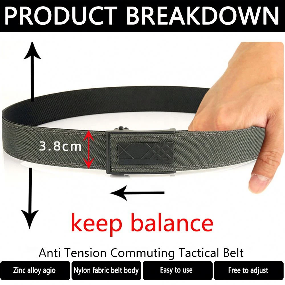 New design customized non porous waist belt hunting and hiking outdoor fabric metal automatic buckle nylon belt woven waist belt