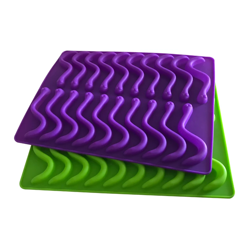 USA Best Selling High Quality food grade Silicone Gummy Worms Molds Dishwasher Safe BPA Free Silicone Gummy Worms Candy Molds