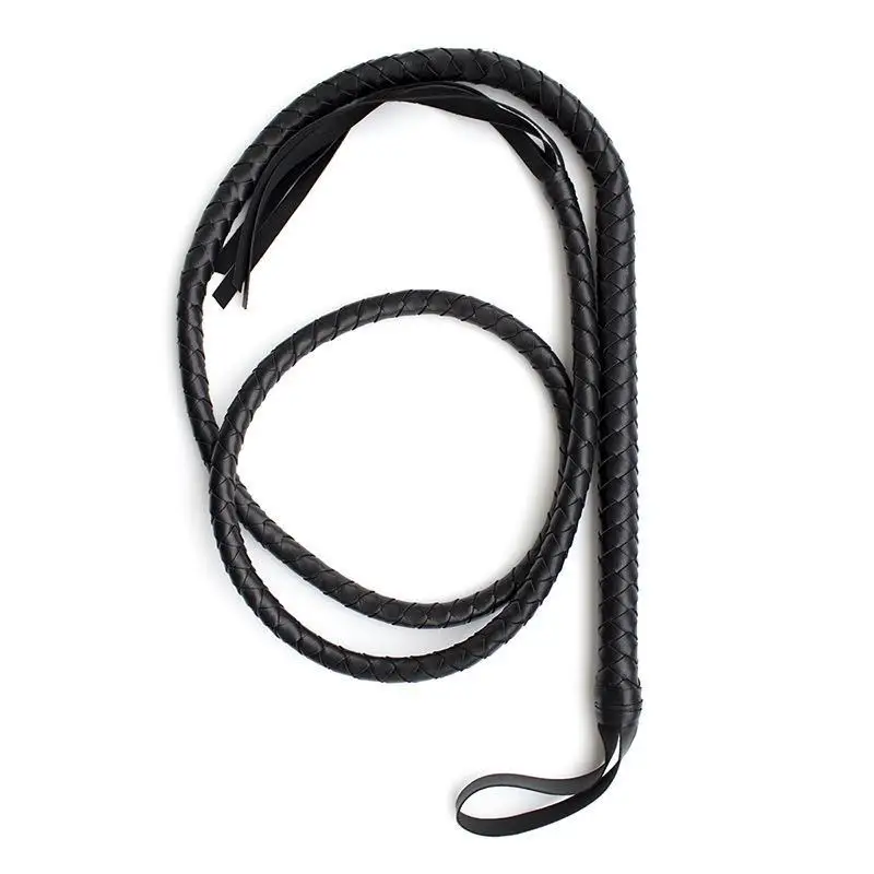 Impact Play Whip Mature Black Leather 190cm Classic Long Smooth Spanking BDSM Pony Whip