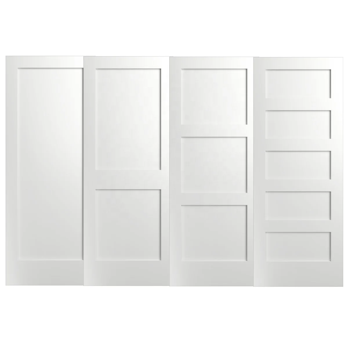 US style modern white primed 1 panel solid core interior wooden MDF shaker doors for apartment