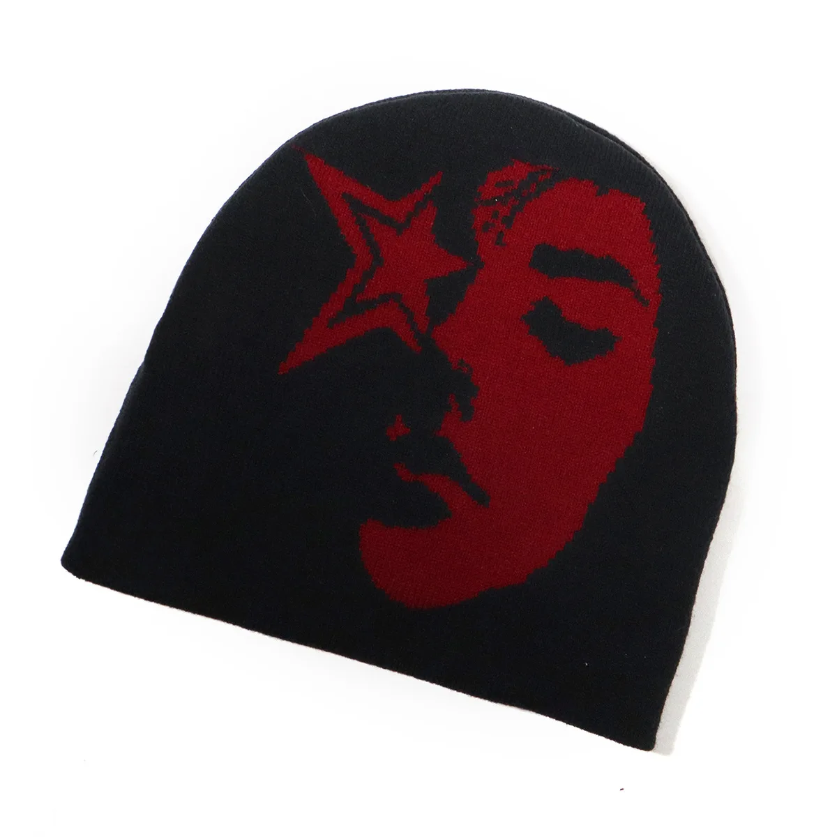 Woman Face Graphic Beanie Manufacturer Knitted Custom Logo Y2k Beanie Personalized Jacquard Hat
