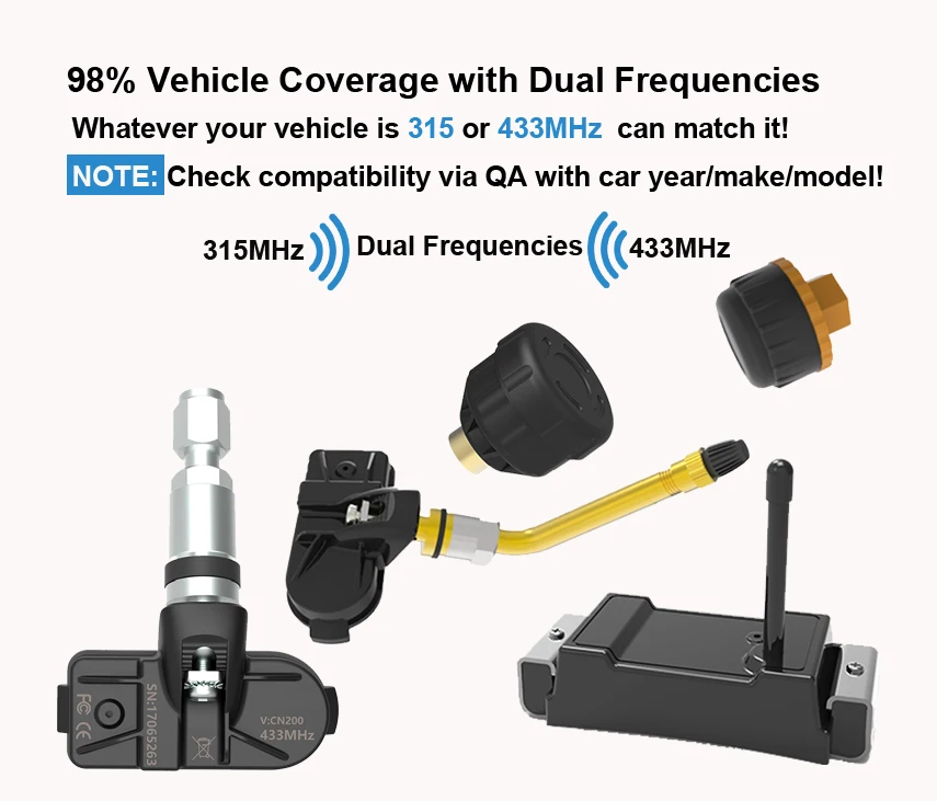Comton Truck Tire Pressure Monitoring Camion 315 433 MHz Tyre Mx TPMS Sensor Tester Universal Internal Car Tire Pressure Sensor
