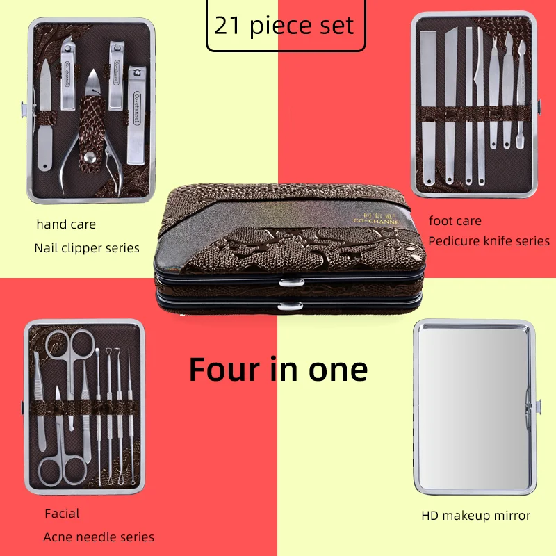 Logo custom High quality manicure set stainless steel finger nail clipper Nails tools grooming kit