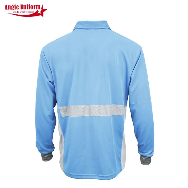 custom logo Long Anti-Wrinkle Cotton polo hi vis police safety t-shirt print workwear construction blue reflective shirt