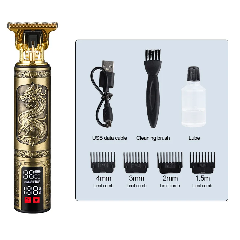 Professional Men Electric ABS Trimmer Set of 8pcs Hair Clipper Trimmer Haircut Barber Shaver Machine With LCD For Men Children