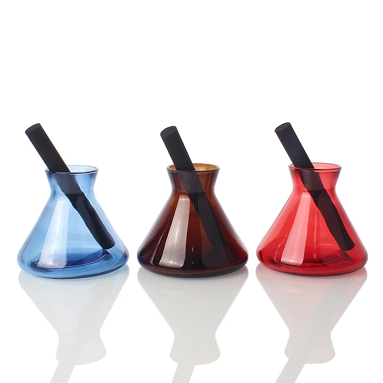 200ml conical home decor glass reed color diffuser bottle with carbon stick