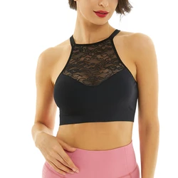 WZX Customized Womens Every Day High Neck Lace Halter Cutout Back Strap Seamless Bralette Size One-piece Wire Free Bralette Bra