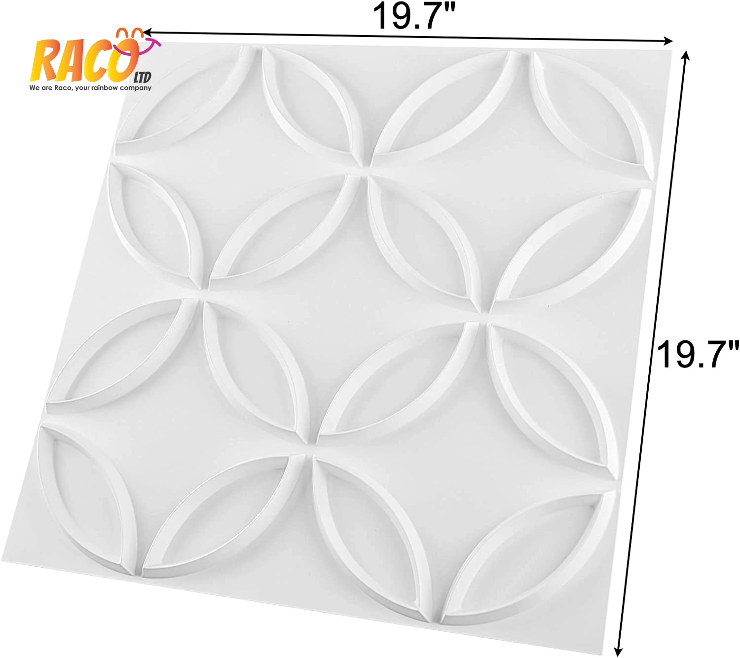 New Wholesale Cheap Wall Art Panels 3D Wall Decor PVC Panels/PVC 3D Wall Panel Interlocked Circles in Matt White Cover