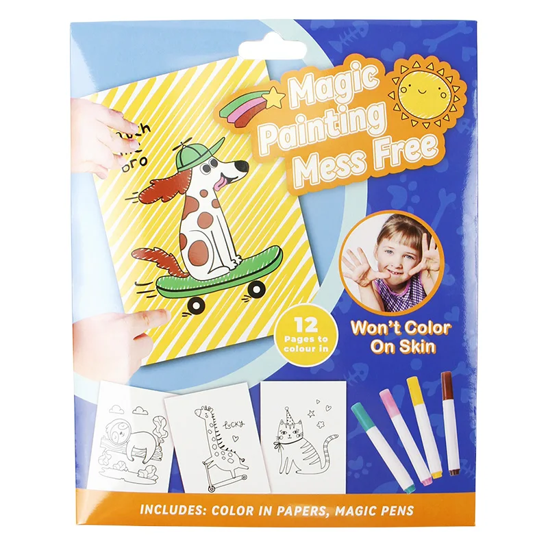 Magic Painting Mess Free Coloring Kit with 12 Pages and Magic Pens, Perfect for Toddlers and Young Children, for Girl and  Boy