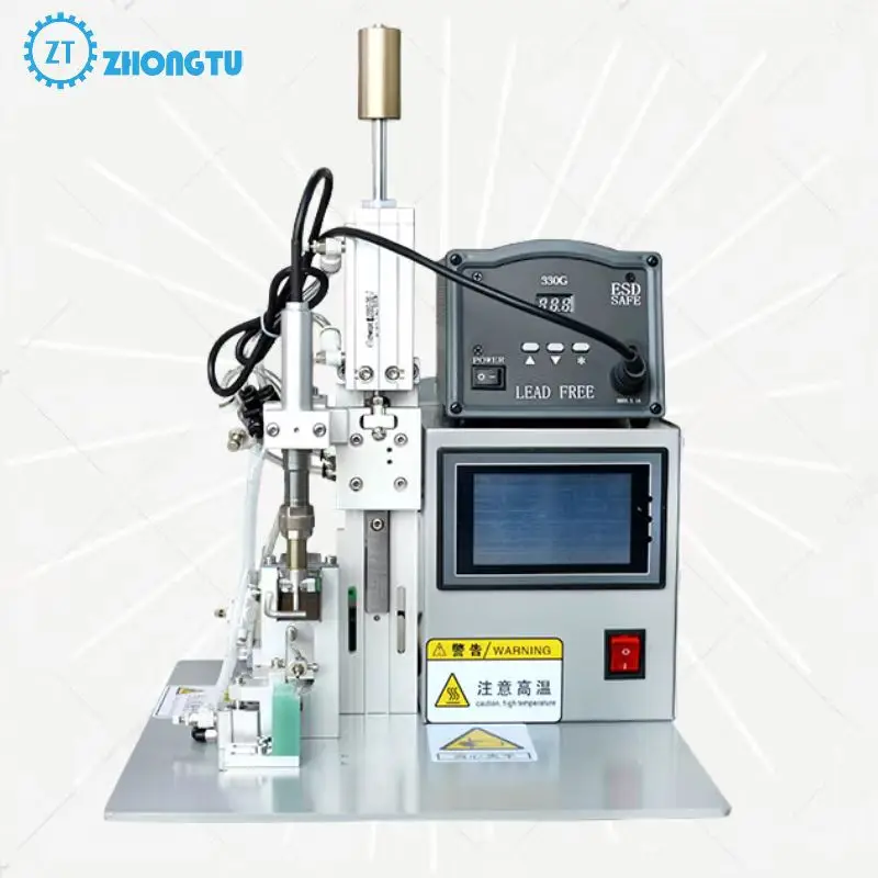 High Quality Spot Solder PCB USB Data Wire Cable Circuit Board Welding Semi-Automatic Soldering Machine With Cutting Stripping