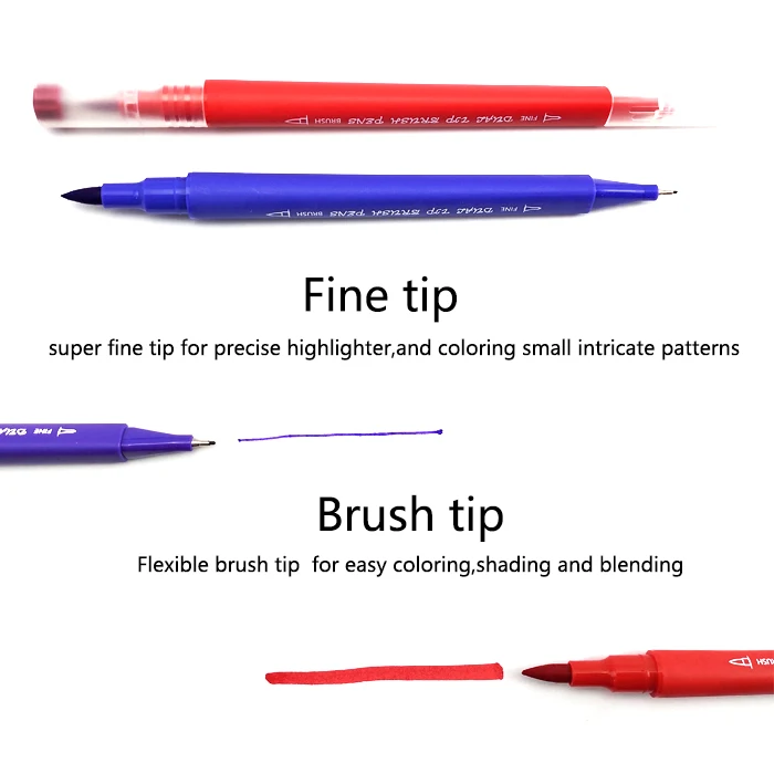 
72 Coloring Dual Felt Tip Art Markers for Adult Kids Coloring Books Calligraphy Watercolor Brush Pens 