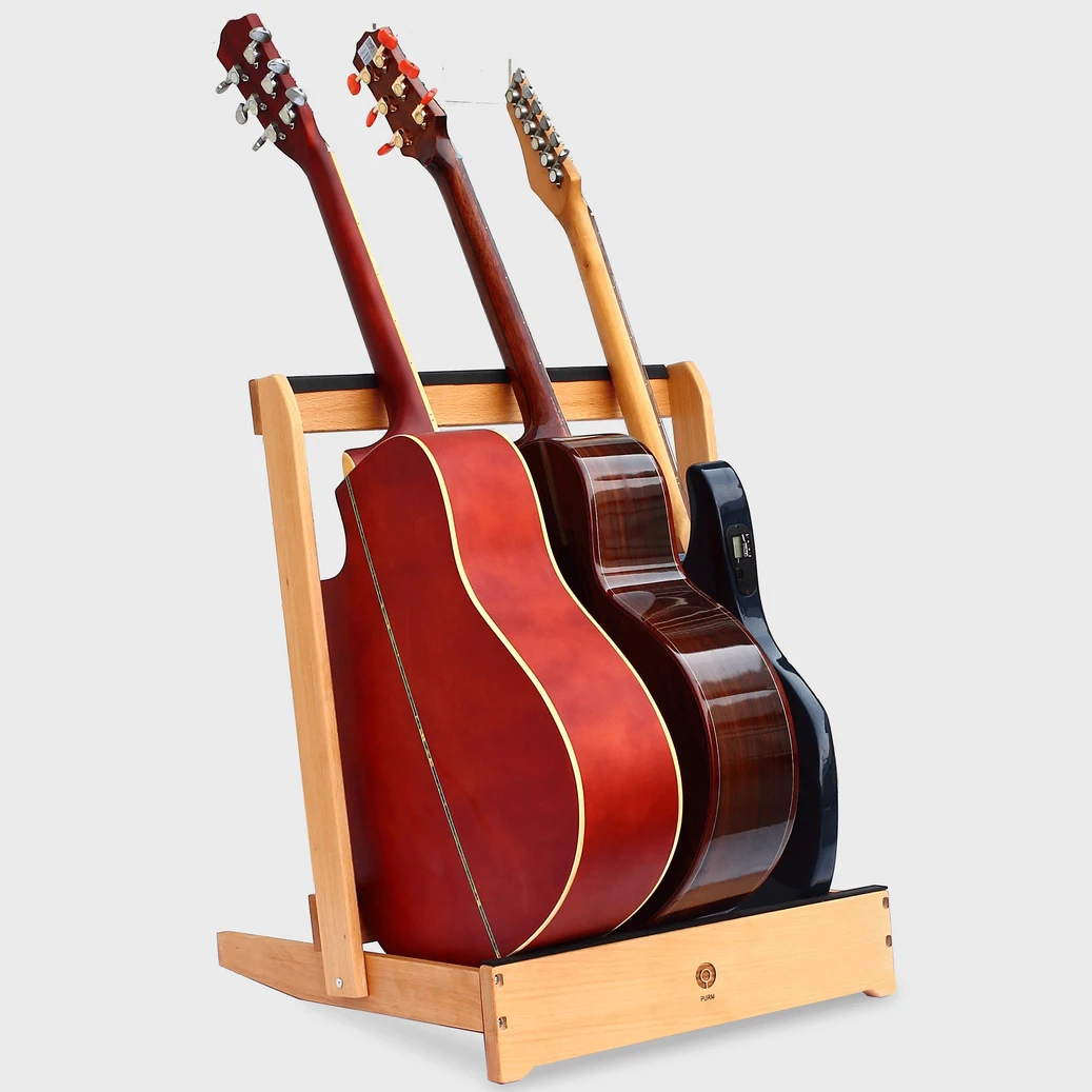 Handmade Custom Hardwood Wood Guitar Stand for 4 Electric or Bass, Guitar Rack for Home or Studio