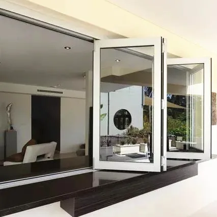 Balcony Glazing Folding Invisible Frameless Double Glass Aluminum Folding Window