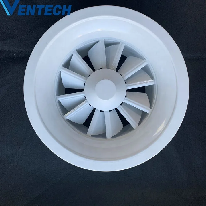 Hvac air conditioner ventilation round ceiling adjustable air diffuser with damper