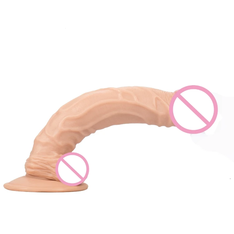 10 inch long big soft realistic lifelike PVC brown black flesh dildo  artificial penis for woman