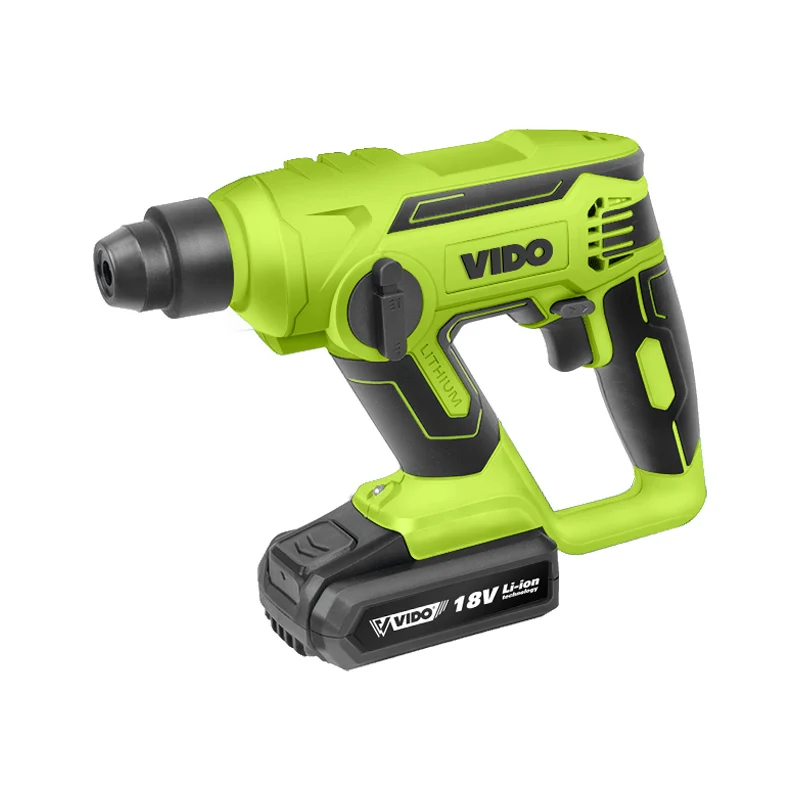 VIDO Industrial quality 18v 2Ah rechargeable Li-ion battery cordless rotary power tool hammer drill Battery powered tools
