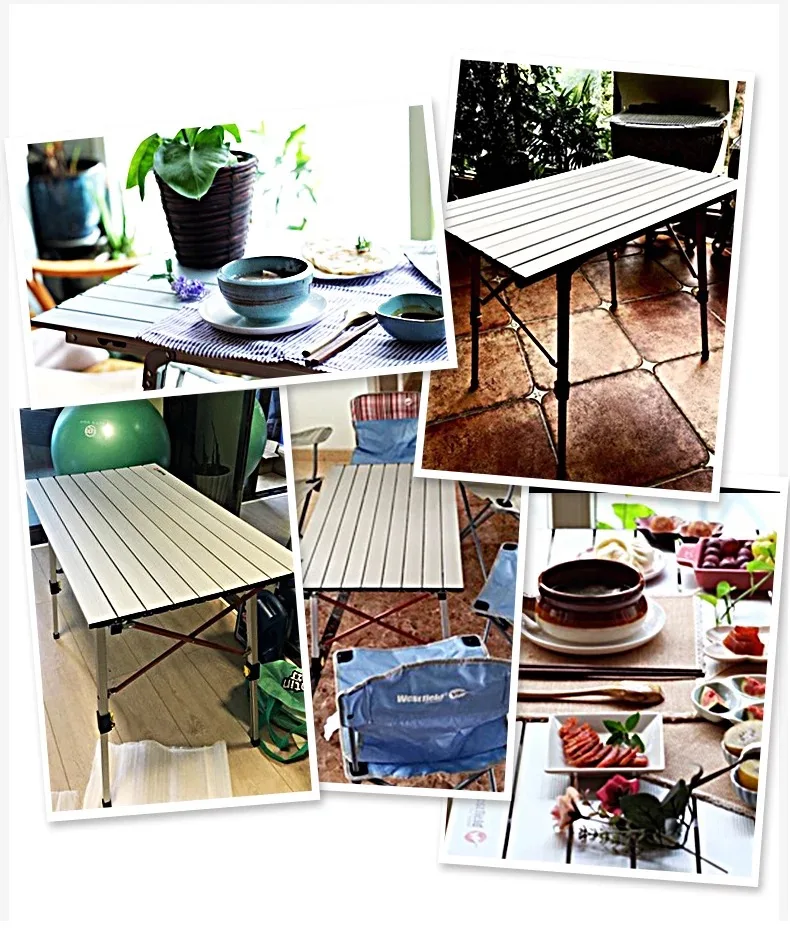  YILU Hot sales Adjustable Outdoor Aluminum Folding Table Portable Suitcase Camping Trip Picnic