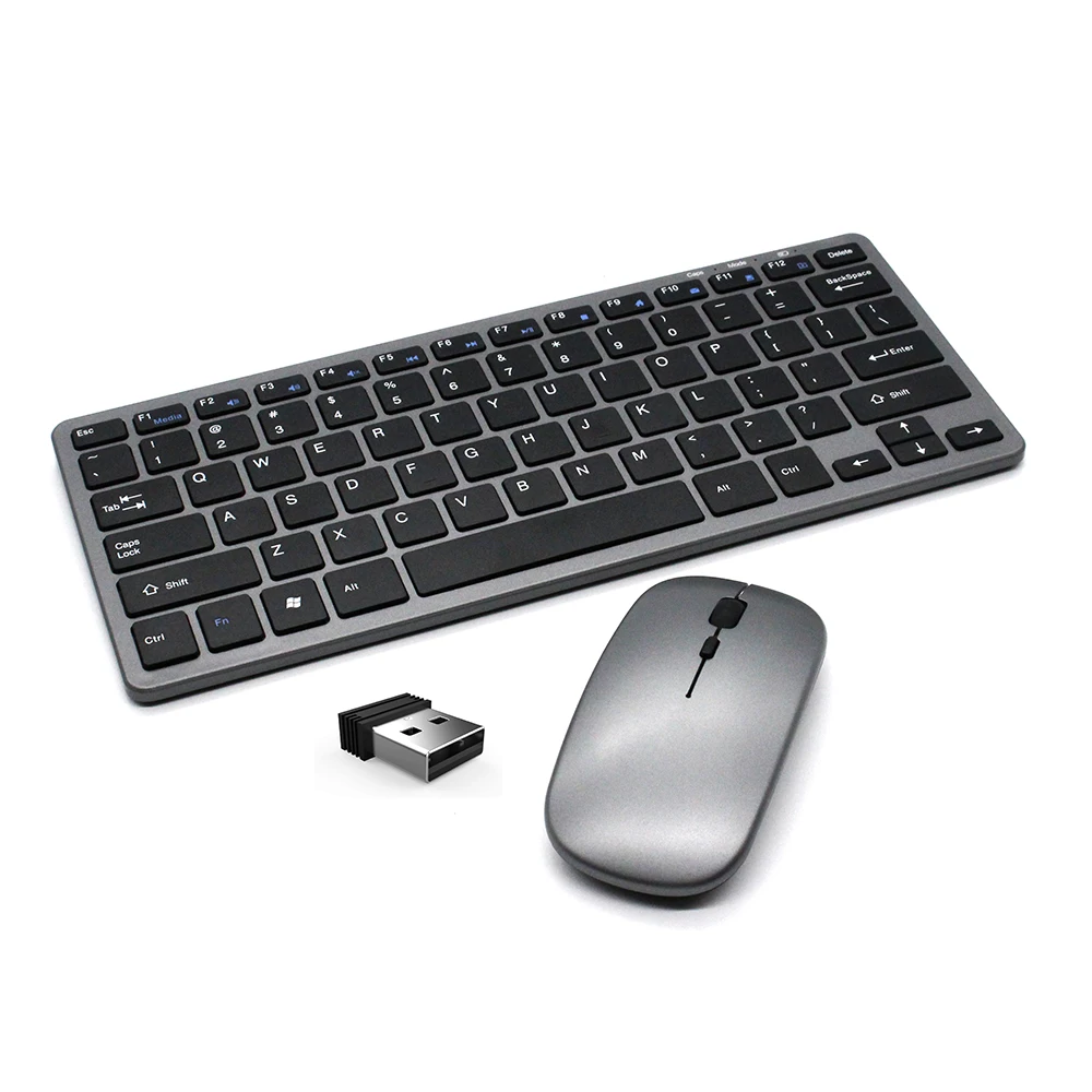 2.4G Bluetooth Wireless Keyboard and Mouse Combo, Multi-Device Ultra Slim Keyboard Mouse Combo with 12 Hot Keys for Windows