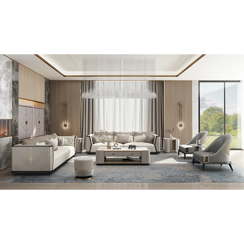 Modern Latest Home Solid Wood Sofa Furniture Set Chinese Style High Class Luxury Living Room Sofa Set