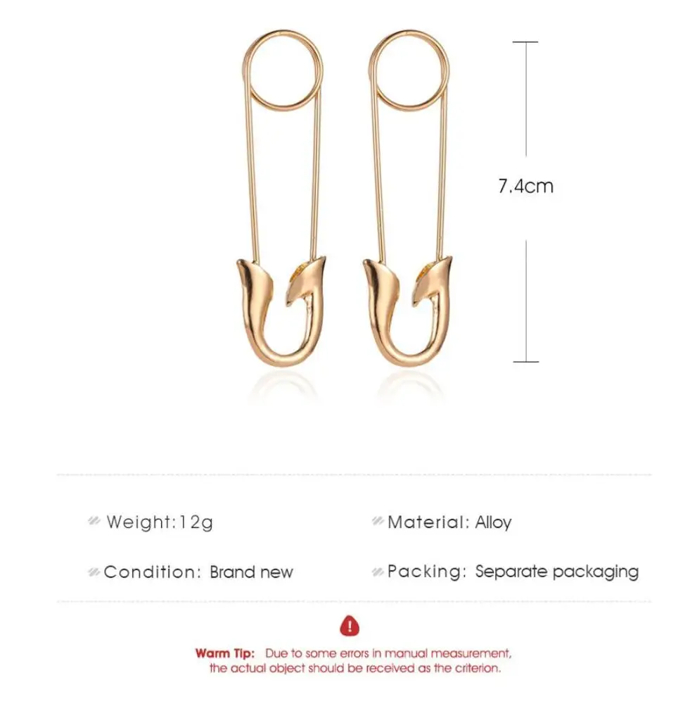 
Wholesale Modern Stylish Casual Gold Plated Stainless Steel Punk Goth Safety Big Pin Earrings 