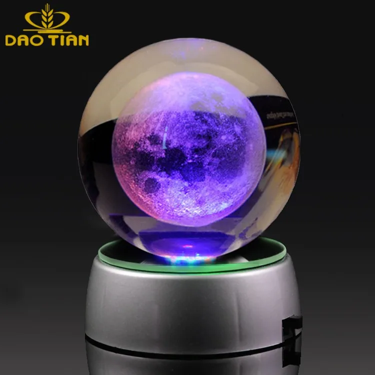 wholesale crystal crafts crystal glass ball with led lights base 3d crystal ball night lamp luminous ball for desktop ornament