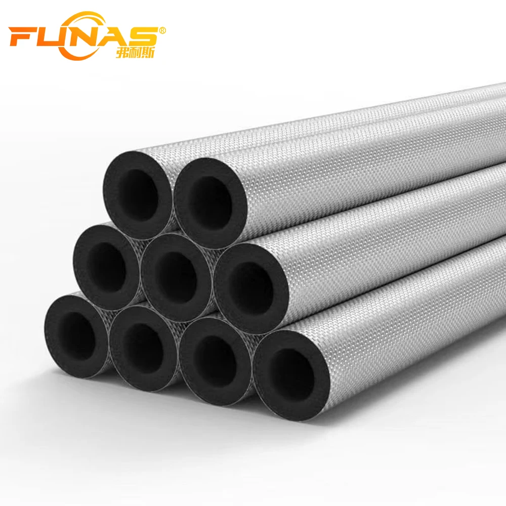 Funas High Temperature Insulation Foil Backed Reflective heat rubber insulation pipe thermal foam tube