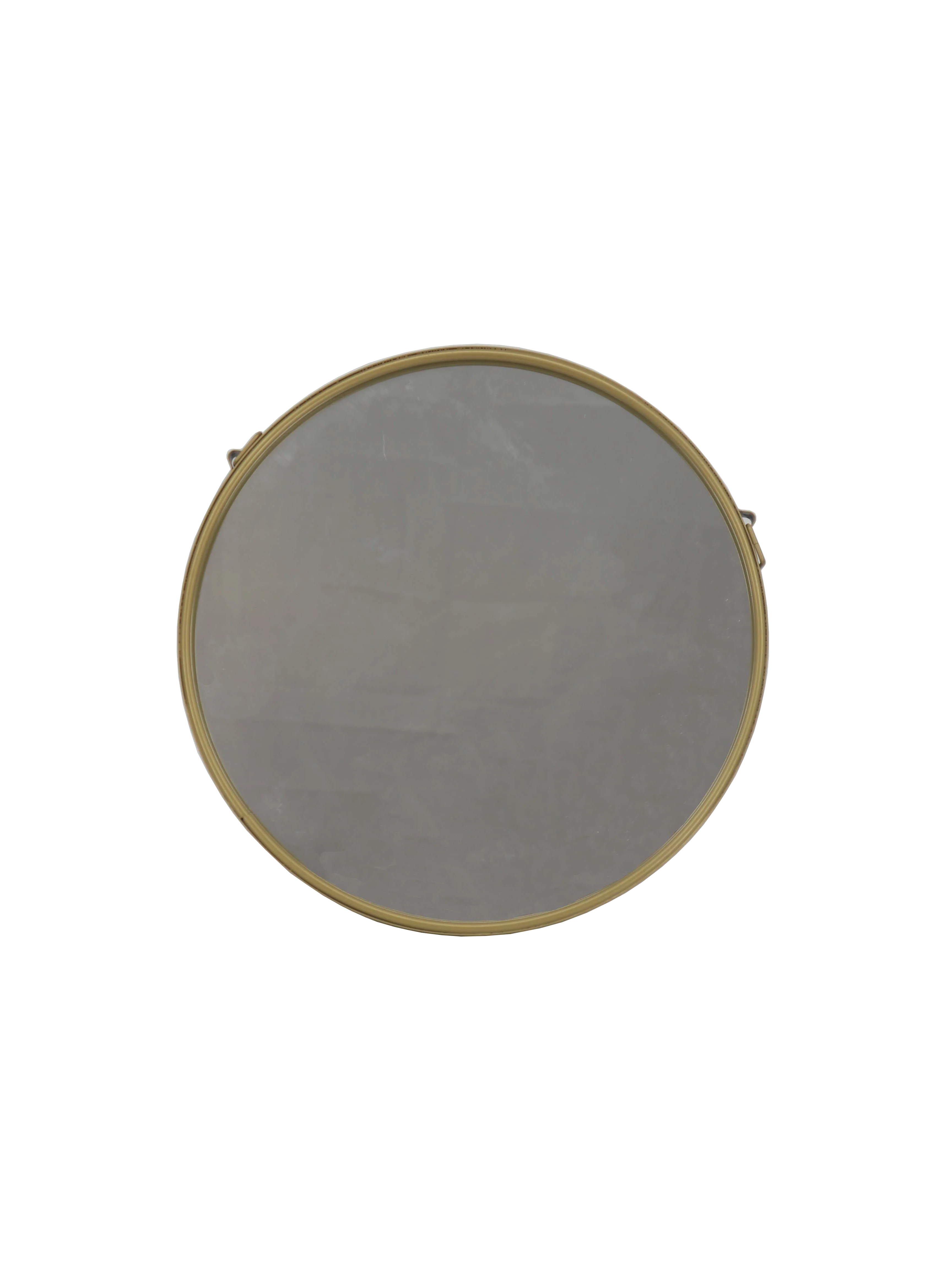 Wholesale decorative hanging round frame mirror wall mirror with chain 80x80cm round metal framed mirror with black gold frame