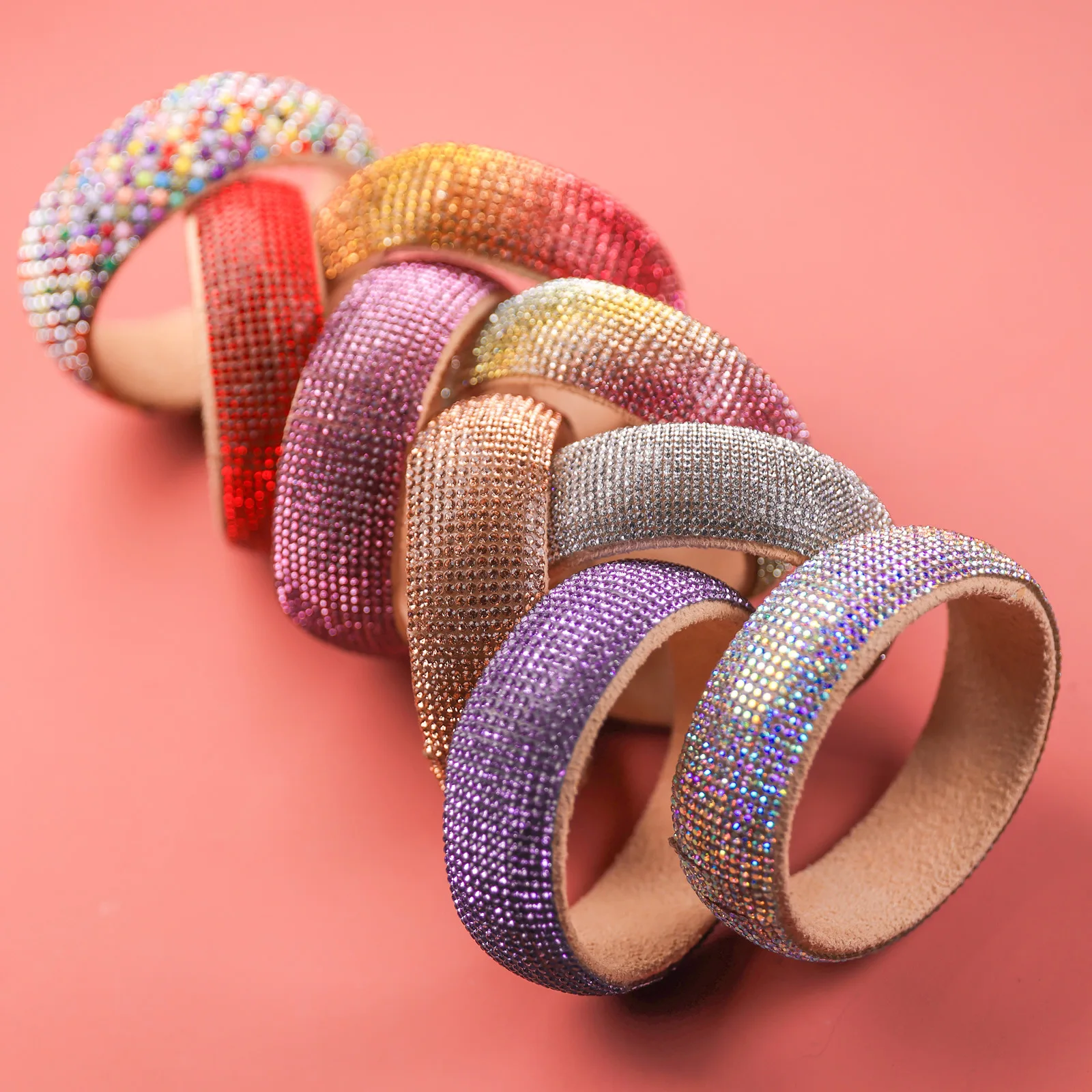 Wholesale latest handmade exclusive closed design full rhinestone studded bracelets for belly dance performance Trendy bangles
