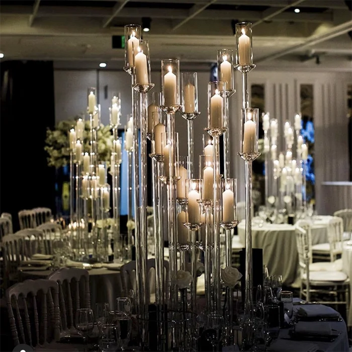 ZT- 388 Stunning 18 arms wedding crystal candle holder for table centerpiece supplies