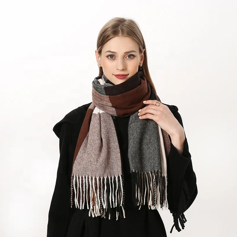 Wholesale Professional Manufacturer Long Thick Scarf Best Skin Friendly 100 Polyester Brown Scarfs For Women Stylish
