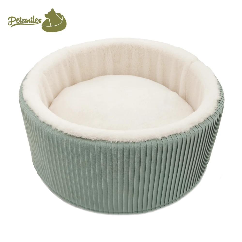 САМОНАГРЕВАЮЩАЯСЯ длинная меховая уютная пушистая кровать для кошки круглая высокого качества зимы