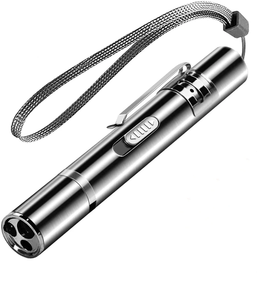 Перезаряжаемая USB лазерная указка, забавные палочки для кошек, лазерные палочки, игрушка для кошек с 5 красными узорами, подсветкой и фиолетовым светом