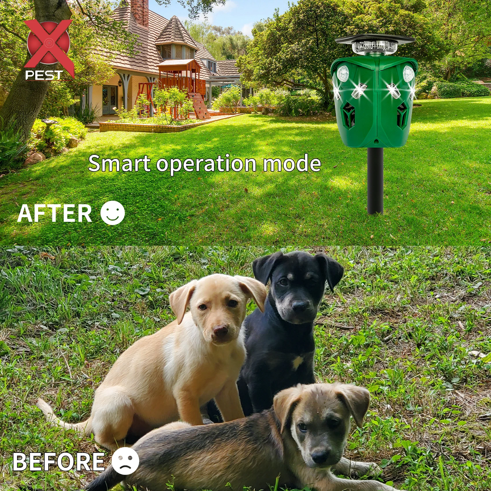 X-Pest AR16 360 Outdoor Deterrent Flashing LED Light and Alarm Sound  Ultrasonic Deer/Cat/Monkey/Wild Pig/Bird Repeller