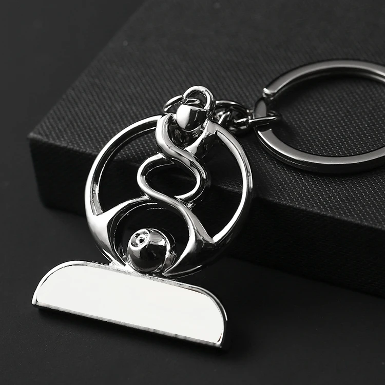 China Manufacturers Zinc Alloy Iron Custom Keychains in Bulk Shiny Silver Plated Blank Keyring Hallow Personalized Keychain