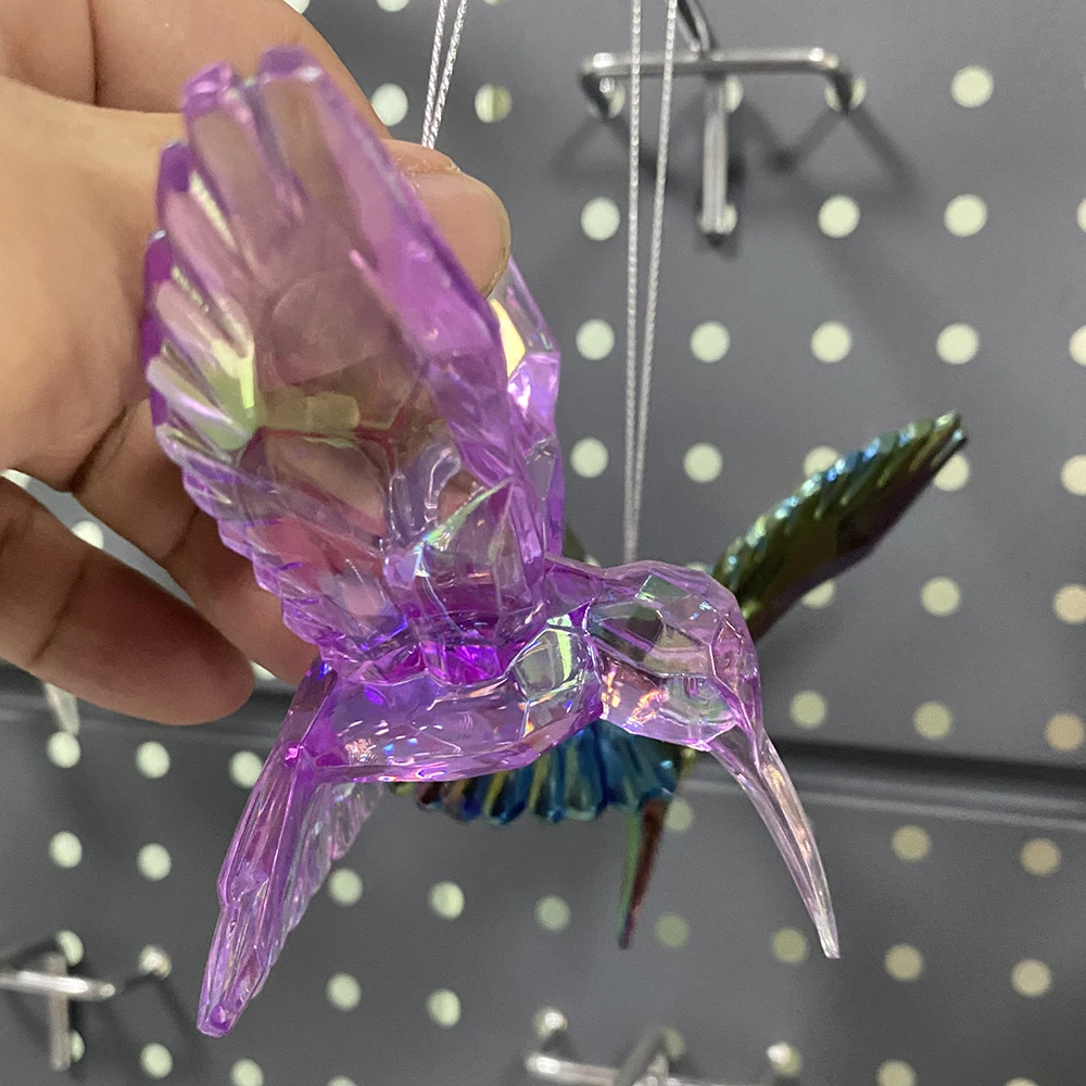 Christmas Bird Ornament Colorful Mini Bird Hanging Xmas Tree Transparent Acrylic Bird Animal Ornament For Party Decor