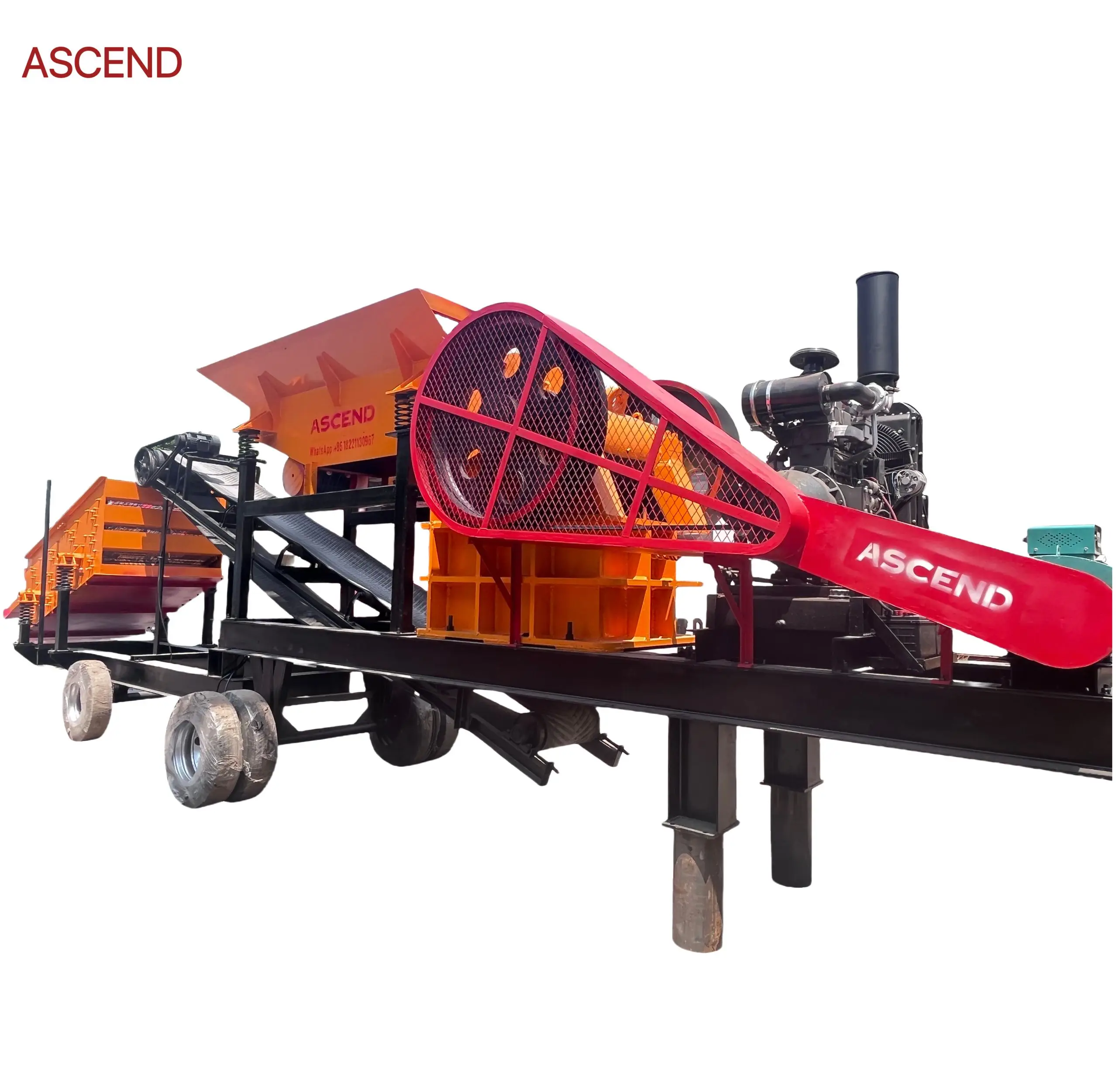 trailer jaw crusher with vibrating feeder,belt conveyor and vinrating screen on the mobile trailer PE250x400 for pebble in USA