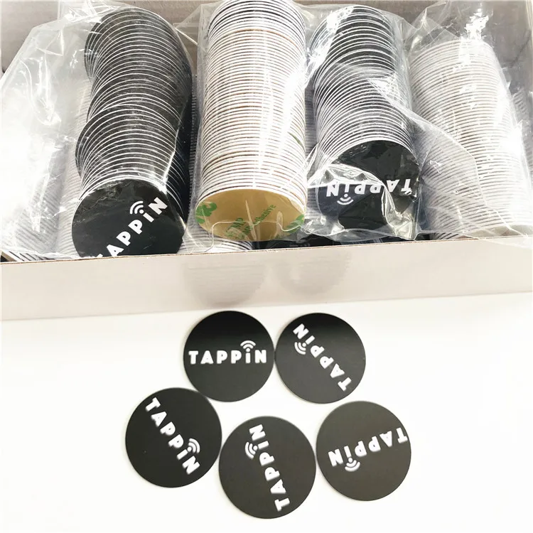 iso14443a 13.56mhz 504 bytes Writable custom waterproof durable mini nfc 215 pvc coin tag for wholesale